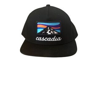 Ivory Headwear Gear Flat Bill Black Mountains Cascadia Baseball Trucker Hat OS